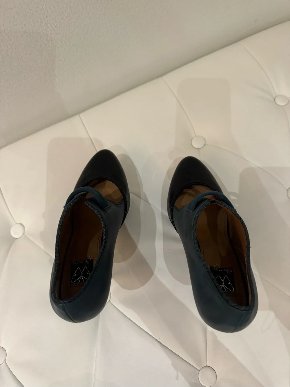 Ella Moss Two-Tone Black and Dark Teal Platform Mary Jane Pumps